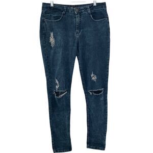 We Love Jeans Womens 42 Marisa Distressed Dark Wash Stretch